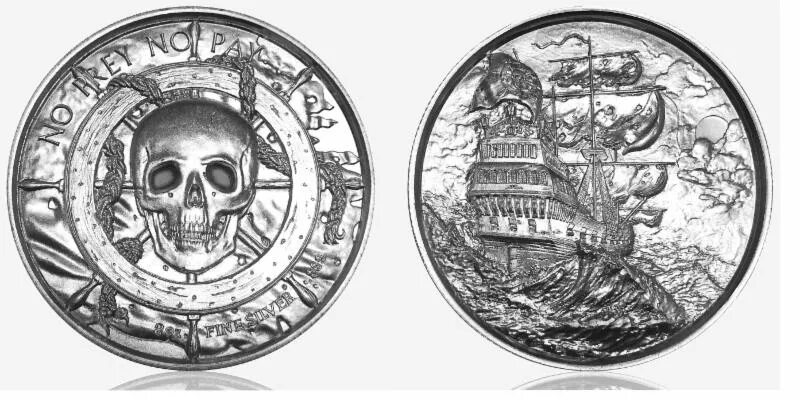 Серебряная монета пиратов. Пиратские монеты. Пиастры монеты пиратские. Монеты с изображением пиратов. Монета с изображением корабля.
