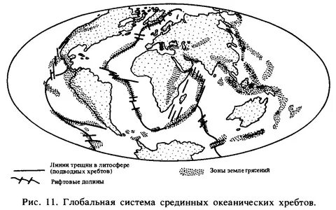 Крупнейшие срединно океанические хребты на карте
