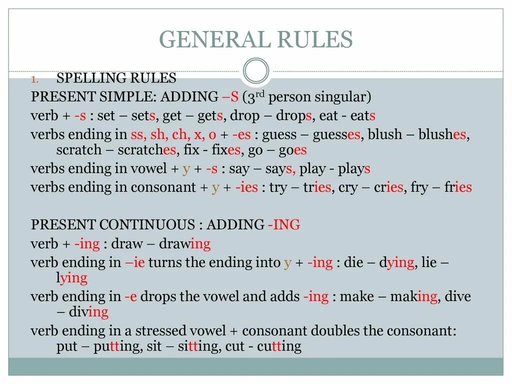 Окончание es в глаголах в английском. Present Continuous правила окончания. Present Continuous окончания глаголов. Правописание глаголов в present Continuous. Окончания глаголов в презент континиус.