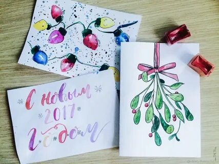 Как сделать новогоднюю открытку нарисовать