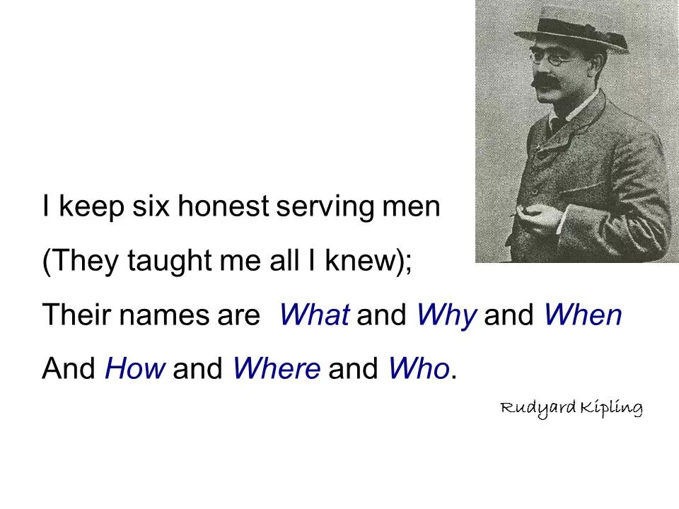 He was honest. Редьярд Киплинг Six honest serving men. Six serving men стих. I keep Six honest serving men. I know Six honest serving men.