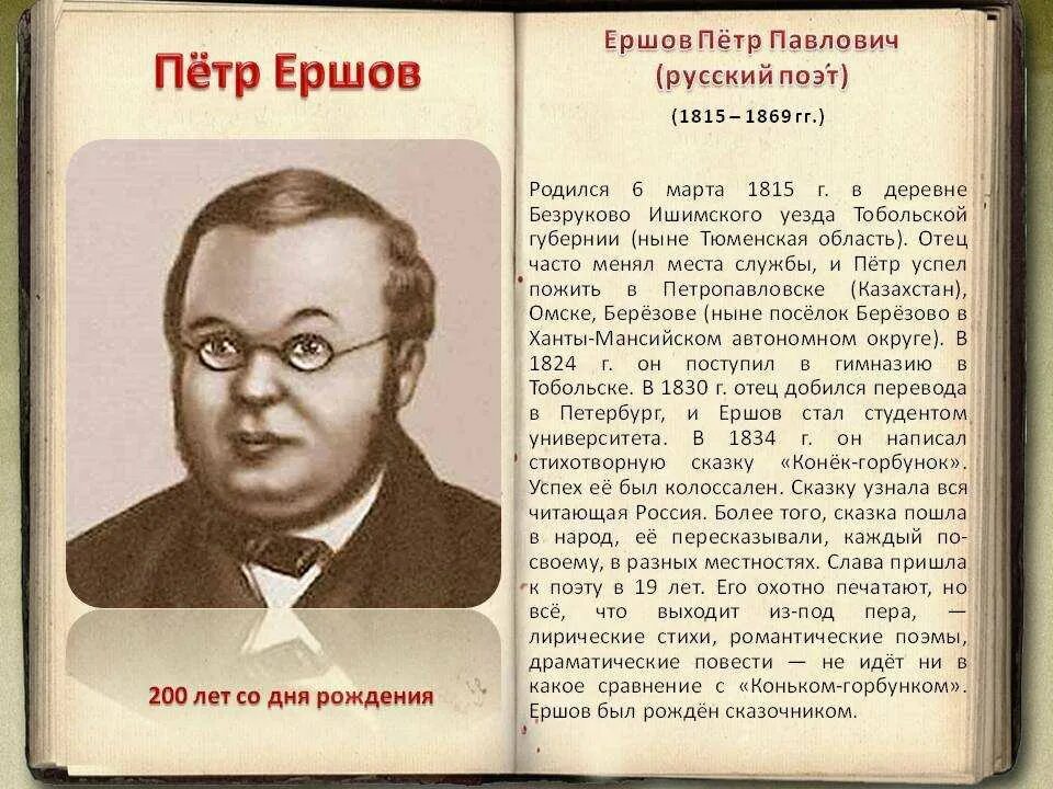 Краткие сведения о писателях. П П Ершов биография. Биография п п Ершова.