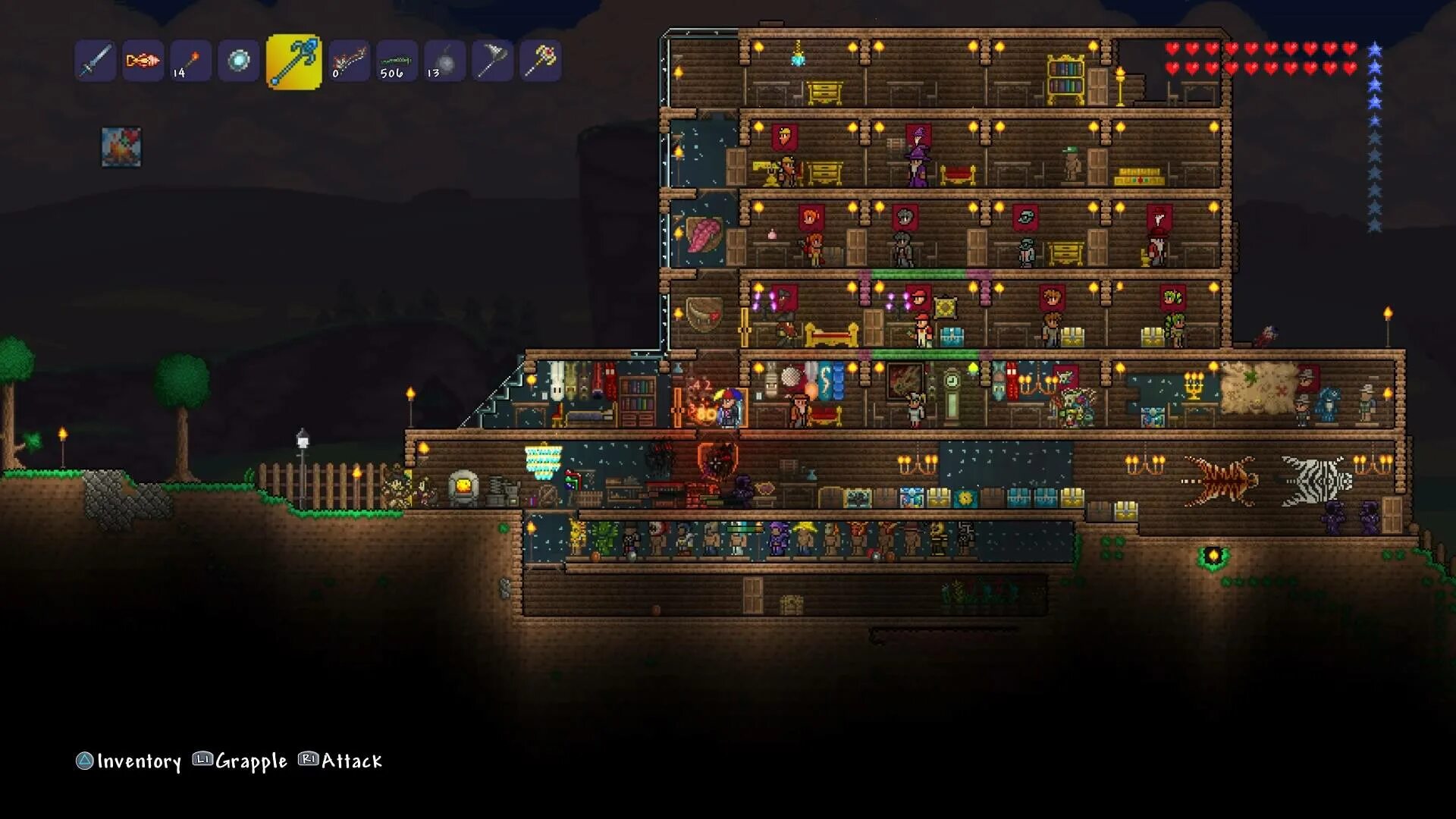 Расселение нпс. Трофеи террария. Terraria порча. Звёздная ярость террария. Terraria ps4.