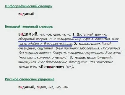 Как пишется видно или видно