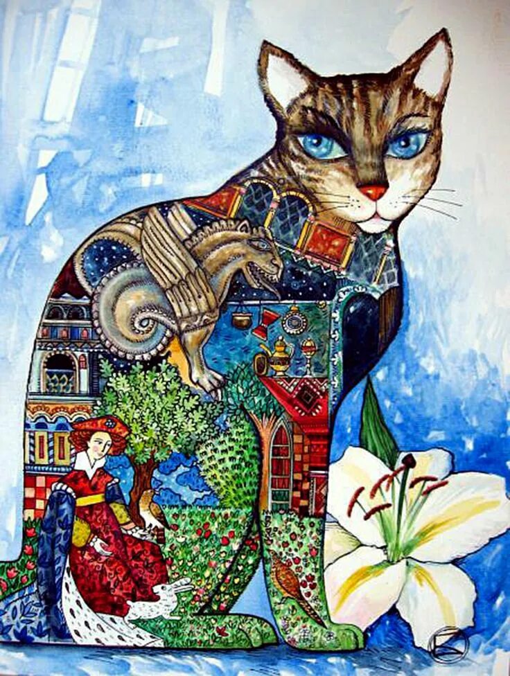 Коты эрмитажа рисунок. Кошки Оксаны Заики. Декоративные кошки в искусстве.