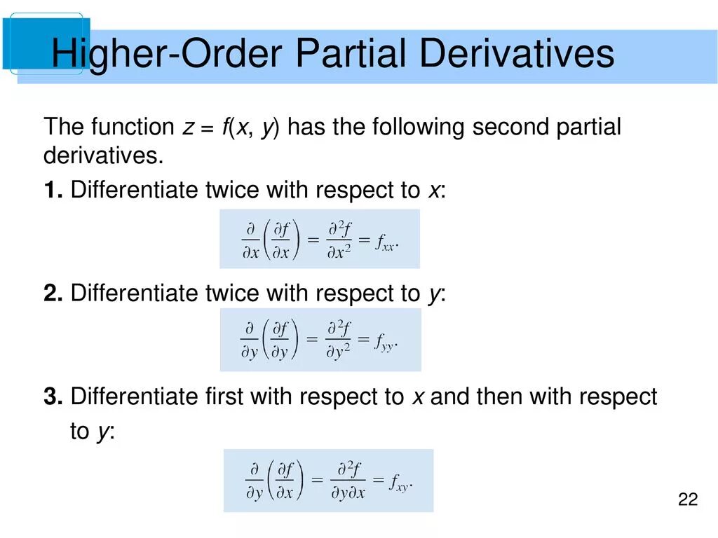 Partial derivative. First order derivative. Derivative function. Second partial derivative.