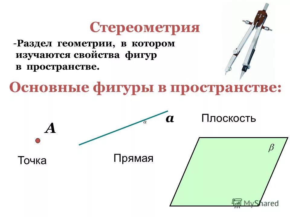 Стереометрия презентация 9 класс. Основные фигуры в пространстве стереометрии. Раздел геометрии в котором изучаются свойства фигур в пространстве. Стереометрия это раздел геометрии в котором изучаются свойства фигур. Стереометрия – это раздел геометрии, в котором изучаются:.