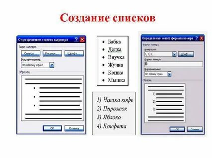 Технология создания списков