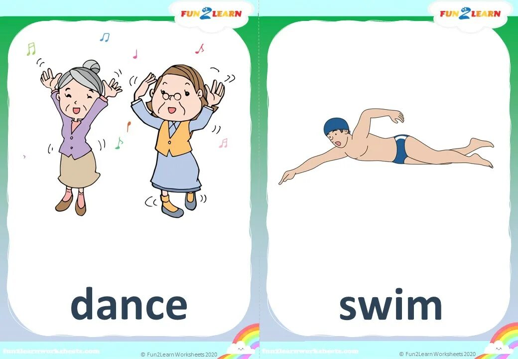 Read write take sit play look swim. Swim&amp;dance. swim flashcards. dance flashcards. funny flashcard.