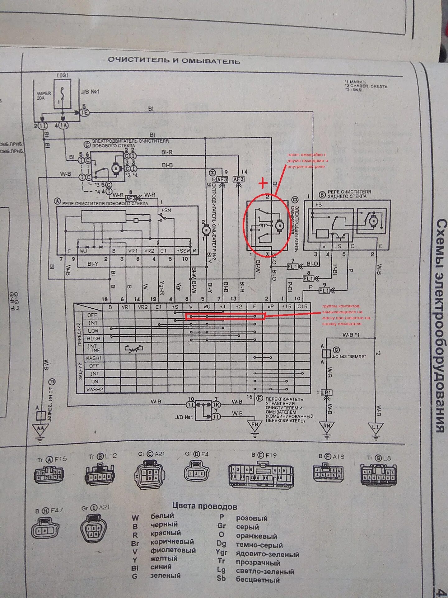 Не работает омыватель лобового тойота. Омыватель лобового стекла mark2 90 схема.