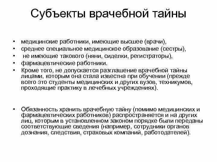 Виды врачебной тайны. Виды врачебной тайны