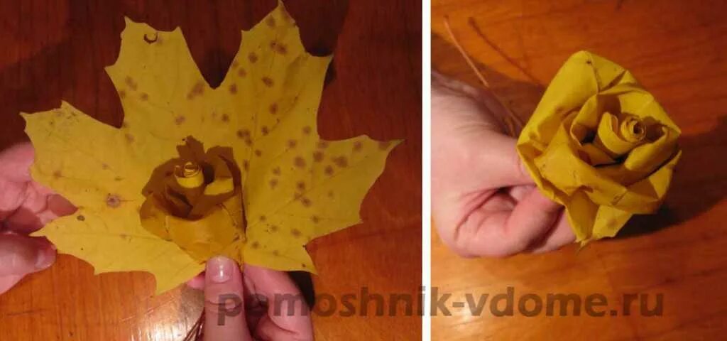 Как сделать розу из листа клена