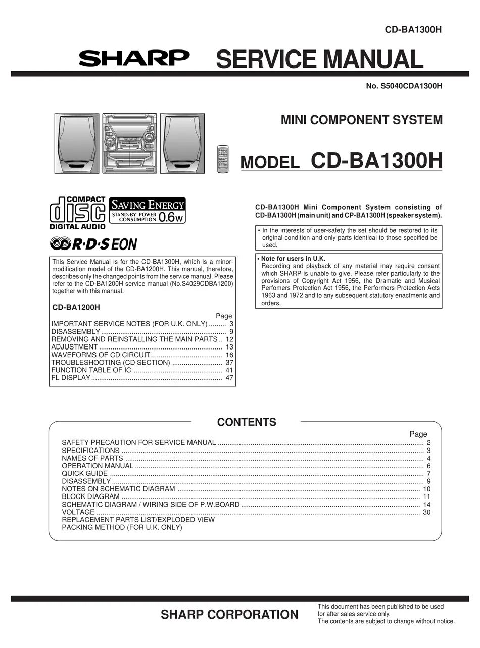 Cd ba. Sharp CD ba1300. Sharp CD-s370h manual. Sharp CD ba1200. Sharp CD-s3460h.