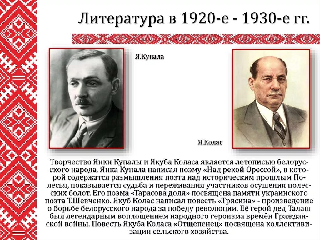 Якуб колас на беларускай мове. Портрет Якуба Колоса и Янки Купалы. 140-Летия классиков белорусской литературы Янки Купалы и Якуба Коласа.. Литература 1920-1930.