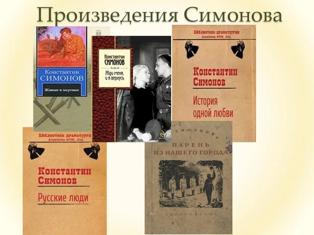 Первые произведения о войне. Произведения Симонова Константина Михайловича.