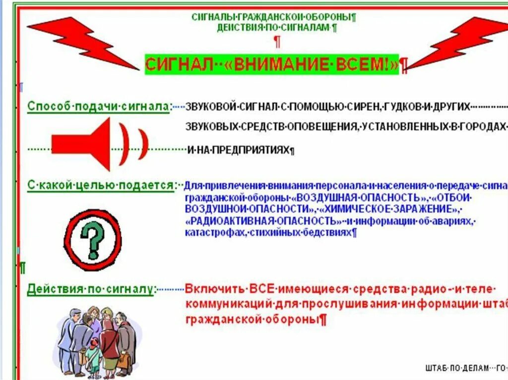 Основным сигналом оповещения является сигнал. Сигналы гражданской обороны мчс. подачей сигнала гражданской обороны «внимание всем». действия населения при получении сигналов гражданской обороны. действия по сигналам оповещения гражданской обороны внимание всем.