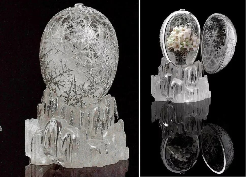 Зимнее яйцо фаберже 1913. Яйцо фаберже горный хрусталь. Зимнее яйцо. Яйца фаберже альмы. Пасхальное яйцо «алмазная сетка» фаберже.