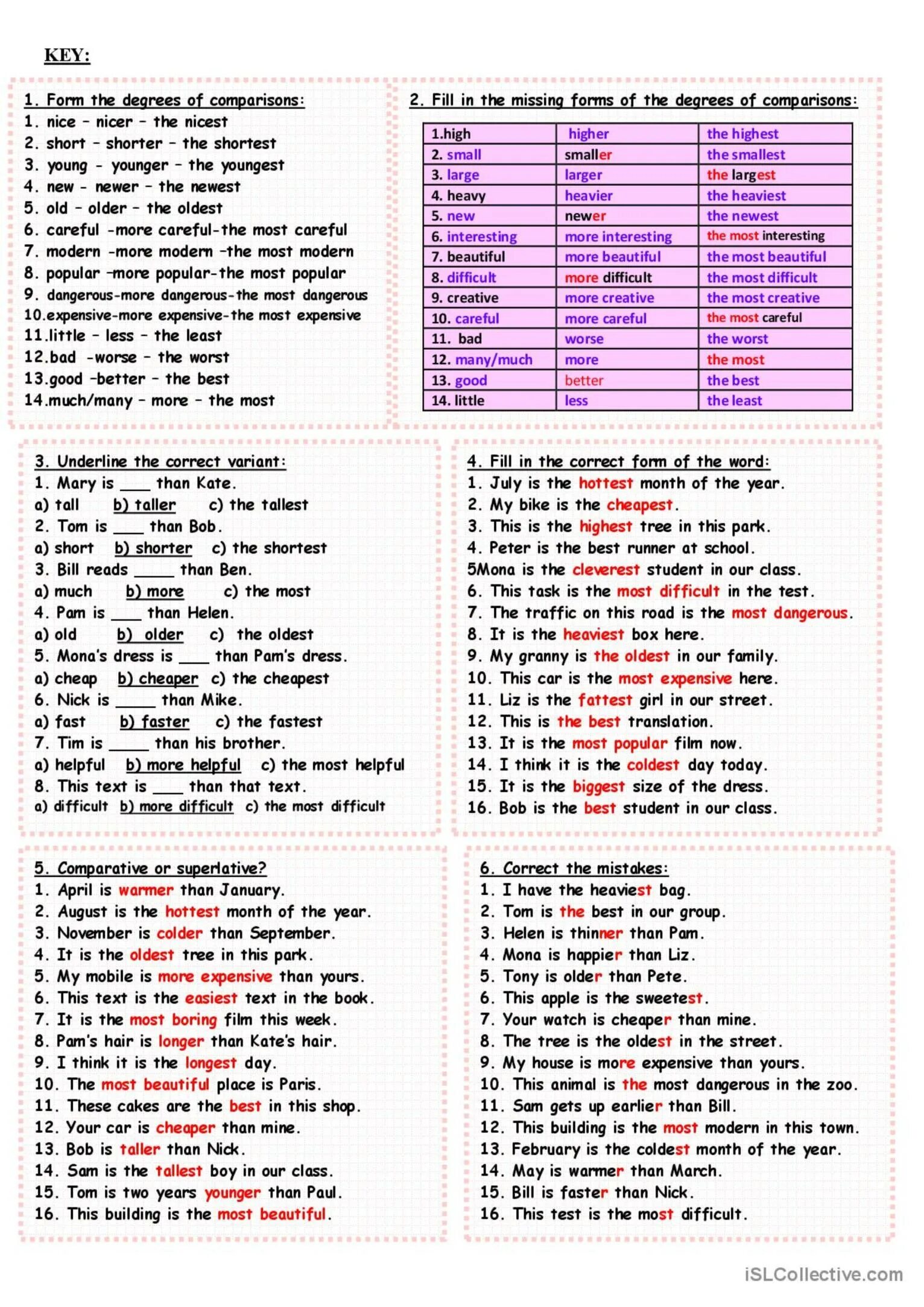 Form Comparative degrees. Form the degrees of Comparatives New. Form the degrees of Comparison young. Comparatives and Superlatives form the degrees of Comparison nice short. Comparisons heavy