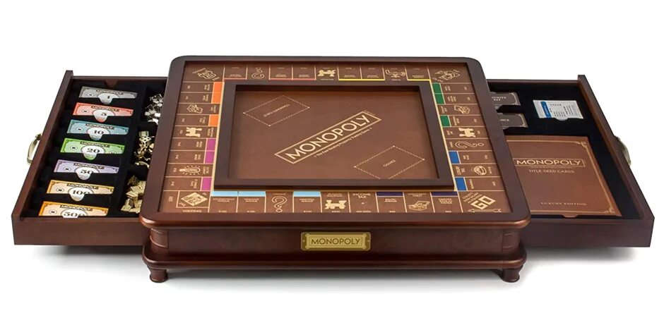 Подарочная настольная игра. Monopoly Deluxe Edition. Монополия в деревянной коробке детский мир. Монополия издание Делюкс 5 023117 768354. Монополия Premium.