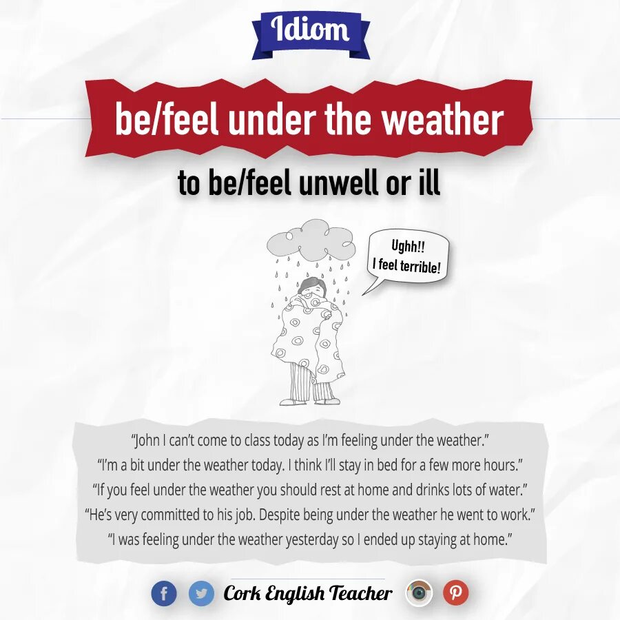 Feeling idioms. Under the weather идиомы. Feeling under the weather идиома. Идиомы to feel under the weather. To feel under the weather предложения.