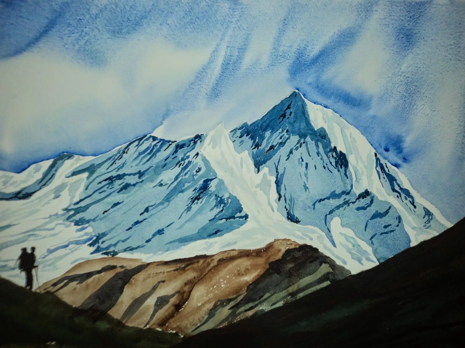 Гималаи картины. Гималаи горы акварель. Гималаи Бенуа Шаму. Художник, Ри овавший Гималаи. Гора Гималаи контур.