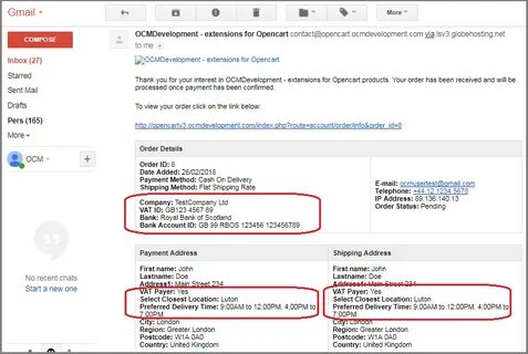 Order address email