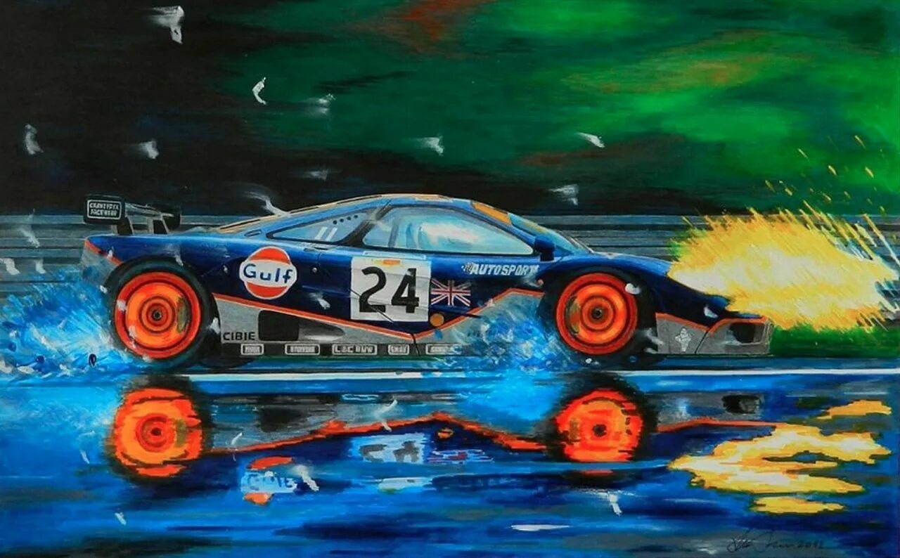 Леман картины. Le mans art. fast car race рисунок. порше прототип гульф леман картин художников. формула гонки рисунок.