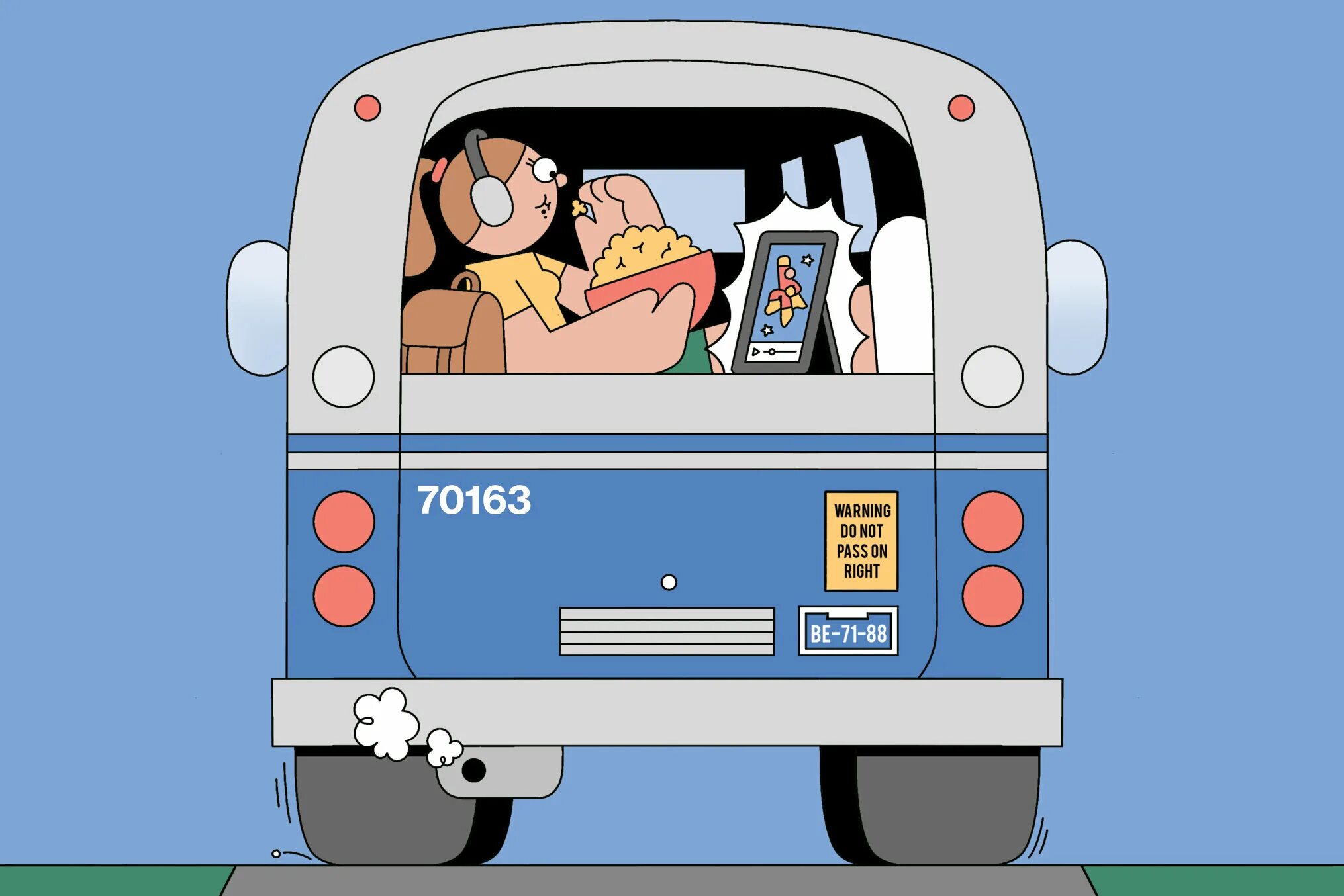 They go to work by bus. Dan Woodger. Commuting. Commuting cartoon.