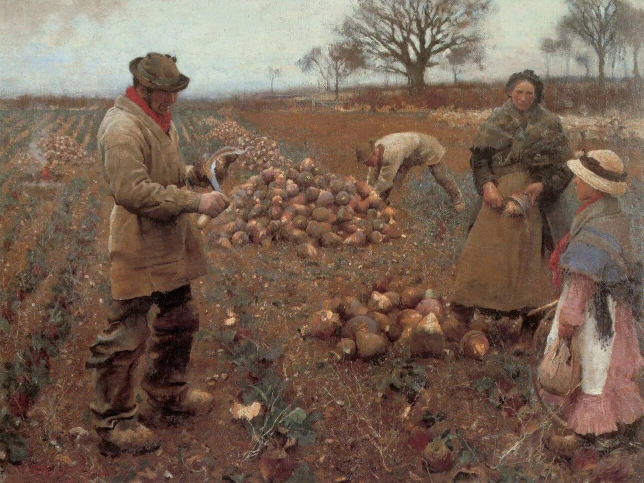 Жюль Бастьен-Лепаж натурализм. Джордж Клаузен (1852-1944). George Clausen (1852-1944) картины. Джордж Клаузен (1852-1944) "Примавера. Был собран урожай 42