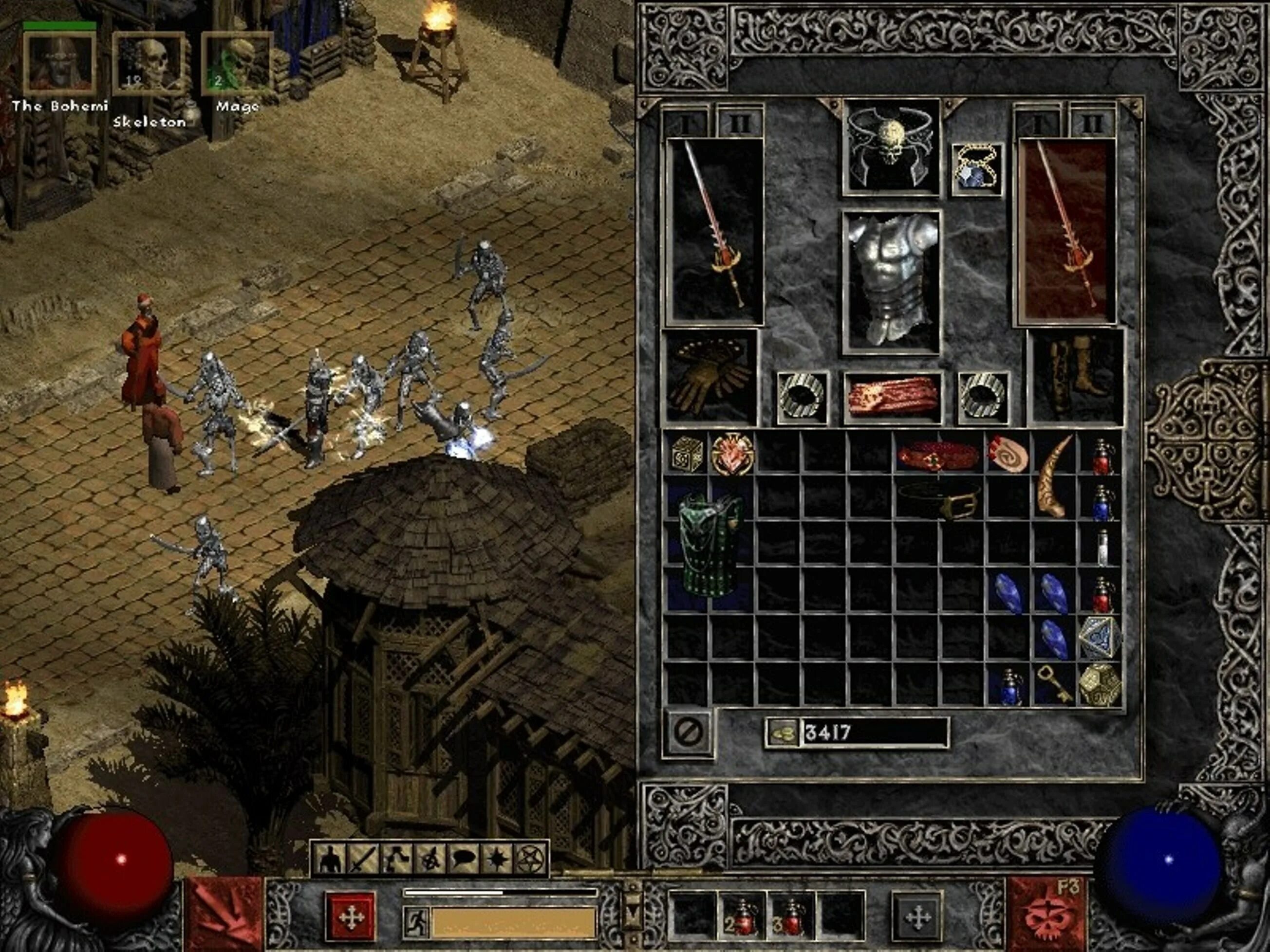 Game diablo играть. Диабло 2 ремастер. Diablo 2 Resurrection инвентарь. Diablo 2 2000г.