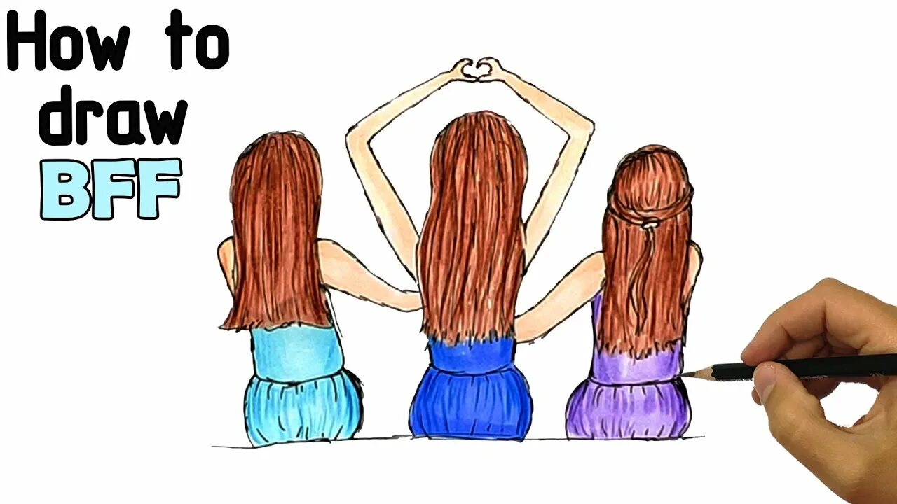 How to draw BFF. Как нарисовать 3 лучших подруг. Как рисовать BFF. Как нарисовать лучших подруг легко. 3 we draw