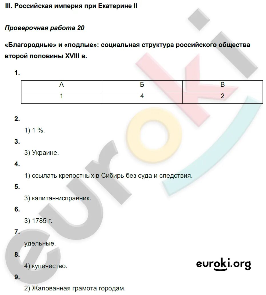 Социальная структура российского общества второй половины XVIII В.. "Социальная структура общества во второй половине 18в. Структура российского общества второй половины 18 в. Российское общество второй половины 18 в. История 8 класс торкунова тест