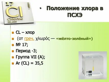 Дать характеристику химическому элементу хлор по плану