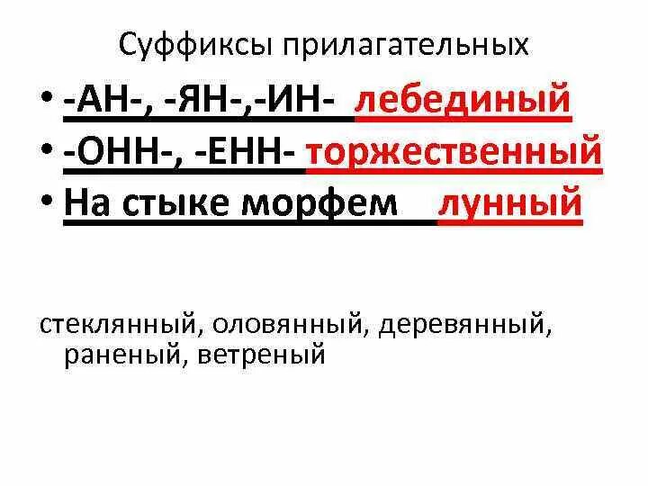 Правописание суффиксов енн. Прилагательные с суффиксом онн Енн.