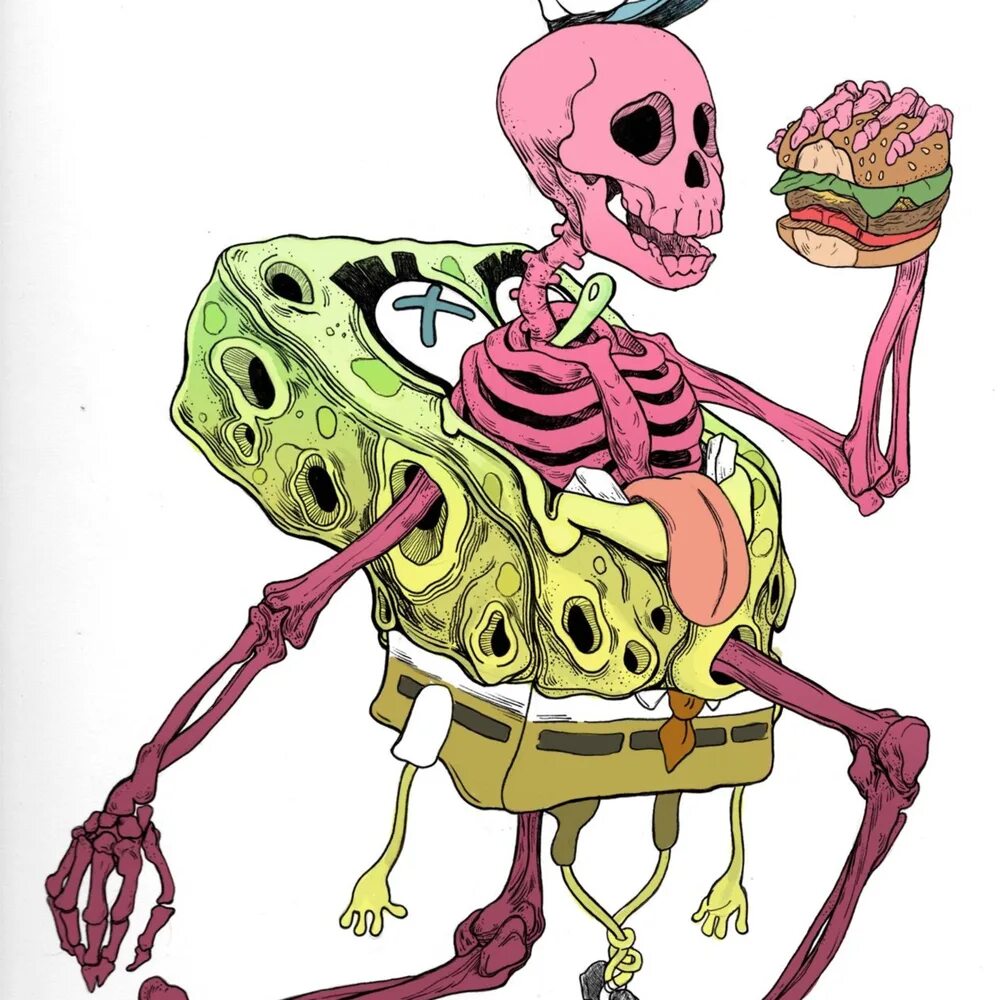 Spongebob horror. Спанч Боб скелет. Скелет из Спанч Боба. Скелет из мультика.