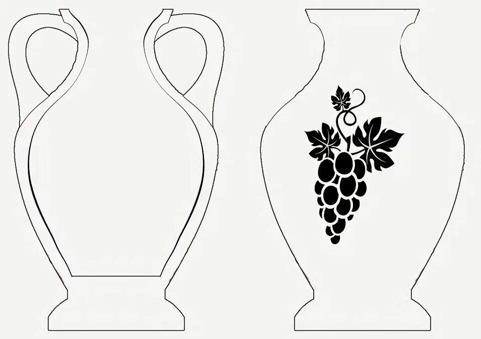 Шаблон ваза для вырезания из бумаги распечатать. Трафарет ваза для цветов. Ваза трафарет для аппликации. Трафарет вазы для вырезания. Шаблон ваза для цветов.