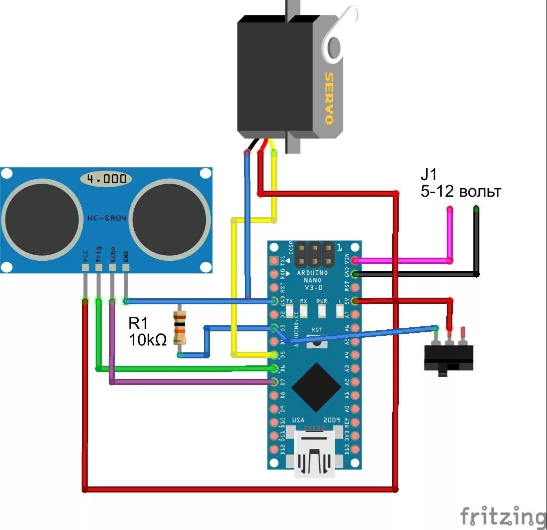 Собран на ардуино. Ардуино нано дальномер. HC-sr04 без ардуино.