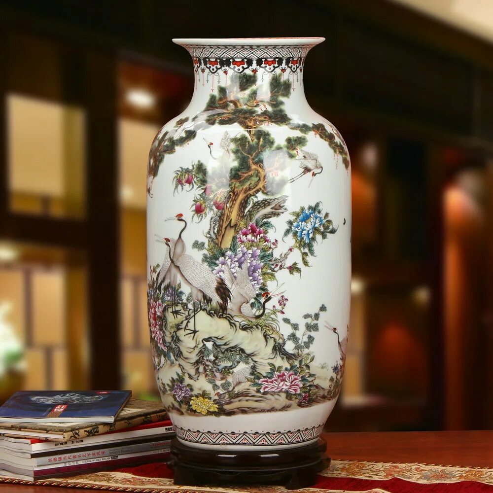 Японская керамика Цзиндэчжэнь. Большая ваза Цзиндэчжэнь. Цзиндэчжэнь Китай. Китайская ваза напольная.