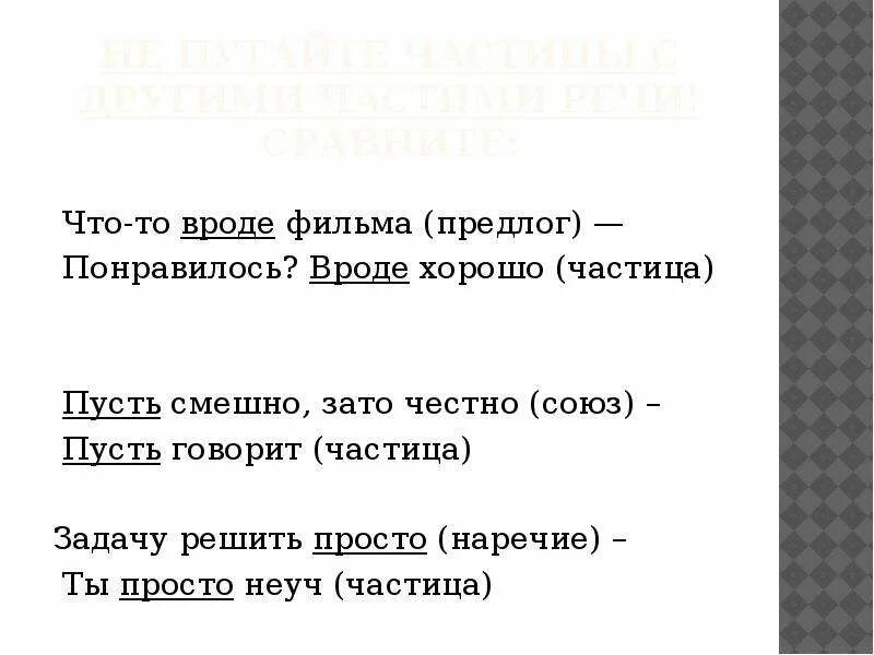 Вроде союз. Вроде частица. Вроде предложение. Вроде примеры. Предложение с предлогом наподобие.