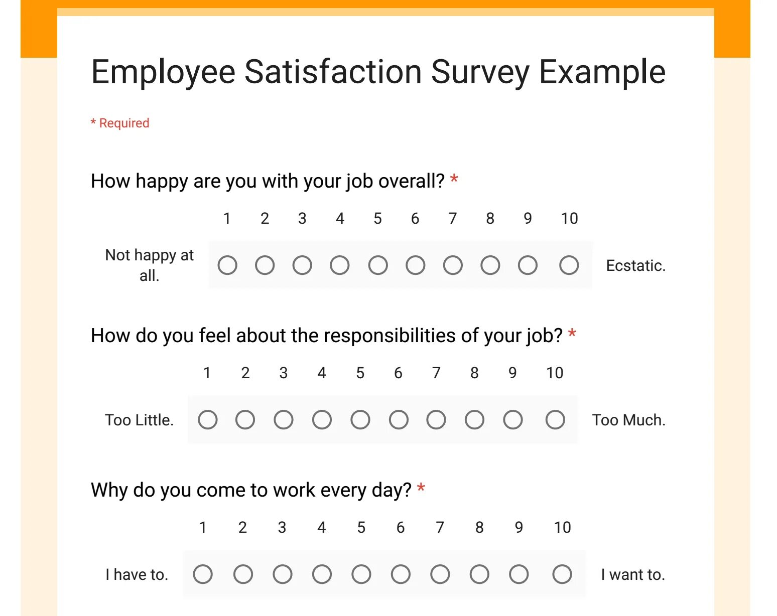 Survey examples. Employee satisfaction survey. survey example. survey template. employee example.