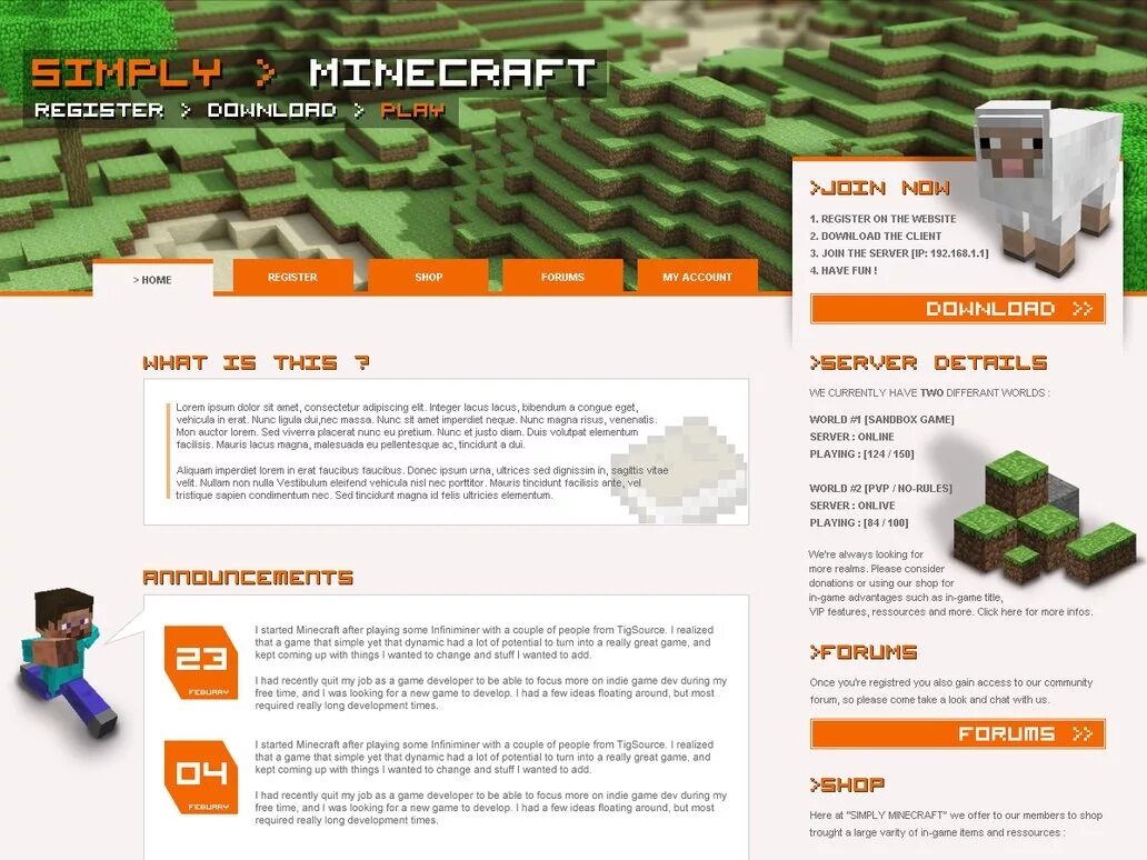 Создать сайт для майнкрафт сервера. Майнкрафт сайты. Minecraft для сайта. Дизайн сайта Minecraft. Макет сайта Minecraft.