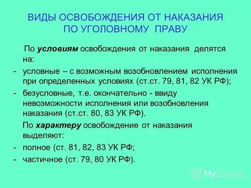 К условным видам освобождения от наказания относятся. Освобождение от уголовного наказания. Формы освобождения от уголовного наказания. Виды освобождения от наказания в уголовном праве. Ук рф предусматривает следующие виды наказаний