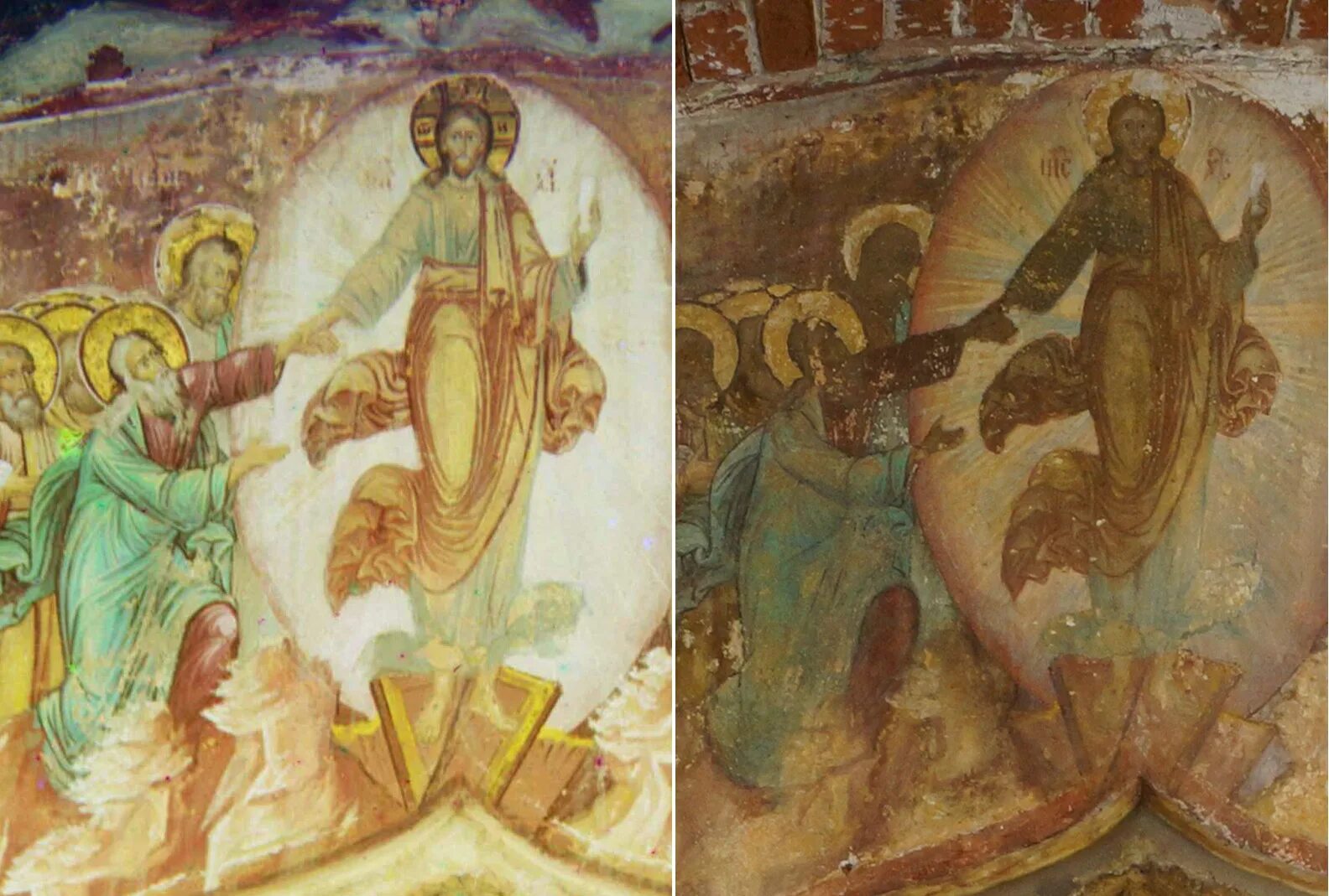 Рассматривая фрески почерневшие от времени. Фрески 17 века. Воскресение Христово фреска. Воскресение Христово древняя фреска.