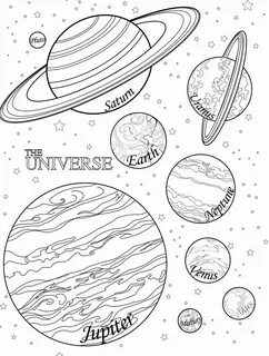 Color solar system scheme coloring sheet for kids Vector Image