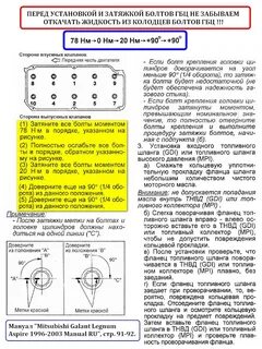 Момент затяжки гбц митсубиси