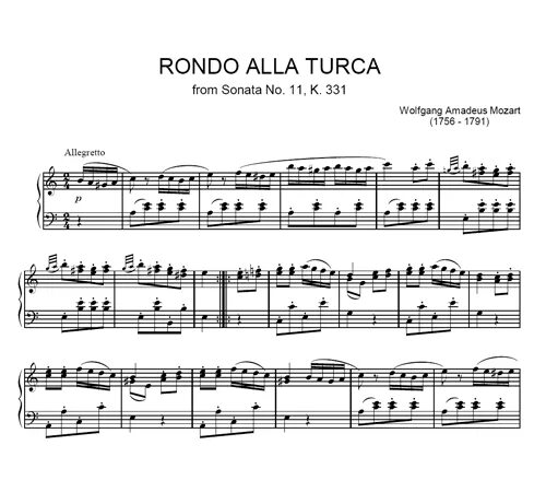 Mozart alla turca. Моцарт alla Rondo Ноты. Моцарт Rondo alla Turca Ноты.