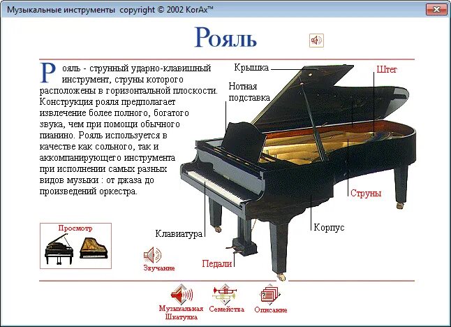 Каким инструментам относится рояль