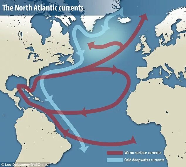 Течение Гольфстрим на карте. Гольфстрим и Лабрадорское течение. Гольфстрим течение. Холодные течения евразии