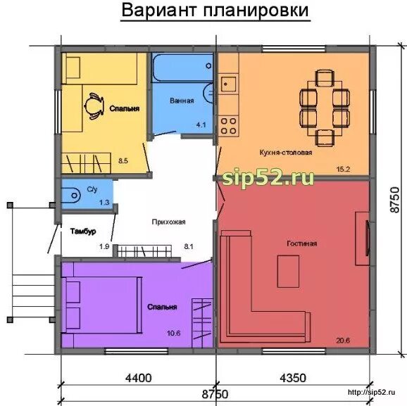 Проект одноэтажного дома площадью 71 м2 СИП11 Дома из СИП панелей в Нижнем Новго