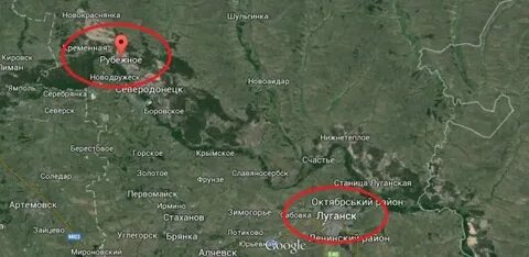 Рубежное на карте луганской